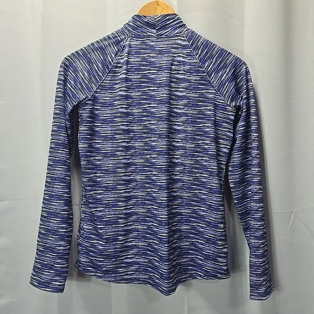 Justice Girls Blue‎ Heather Tiger Quarter Zip Long Sleeve Activewear Mock Top 12